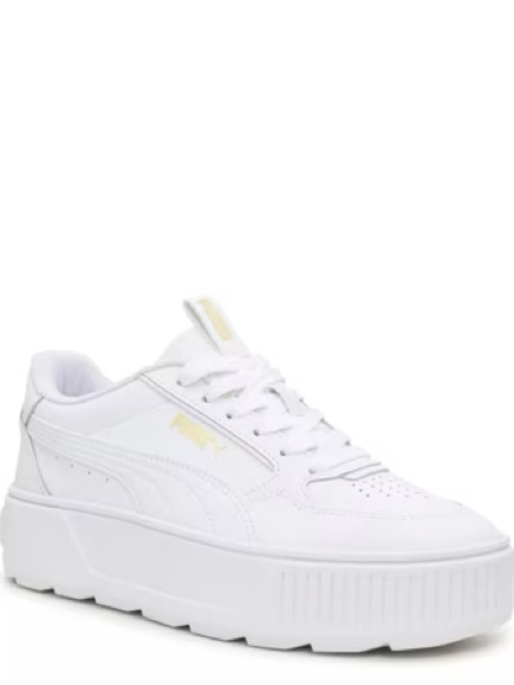 Puma White Platform Lace-Up Sneakers size 8.5 with Subtle Gold Logo